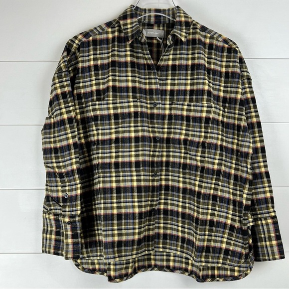 NWT EVERLANE The Boxy Flannel Button Down Shirt Small - Picture 2 of 13